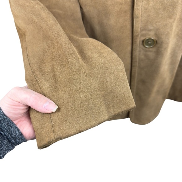 J Crew Vintage Heavy Duty Suede Leather Hunting Brown Jacket Thinsulate Large - Picture 3 of 15